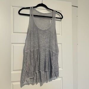 Free people, weed, the free, white and blue striped tank top peplum style
